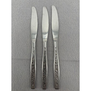 Mid Century Modern Rogers La Spana Set 4 Dinner Knifes Stainless Korea Vintage